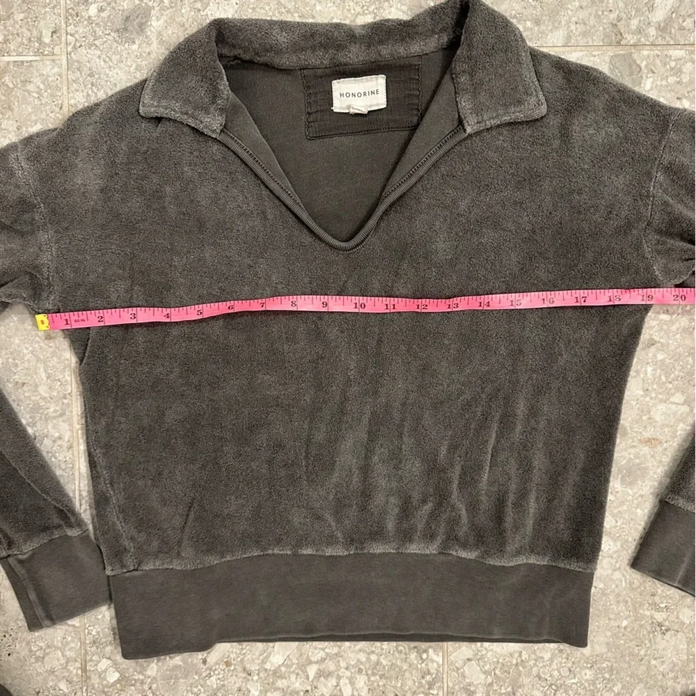 Honorine Hunter Polo Sweatshirt women’s size XS cropped grey Sherpa fleece top - Picture 6 of 6